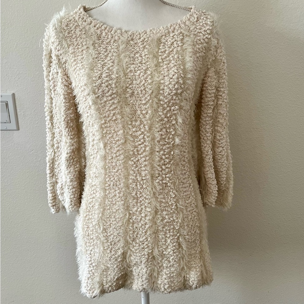 Lauren Michelle Cream Textured Knit Sweater